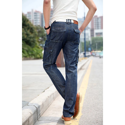 Hochwertige Herren jeans Multi Pocket Denim Cargo hose Übergroße Freizeit hose Herren bekleidung Lose Hose 29-44 a2f125.