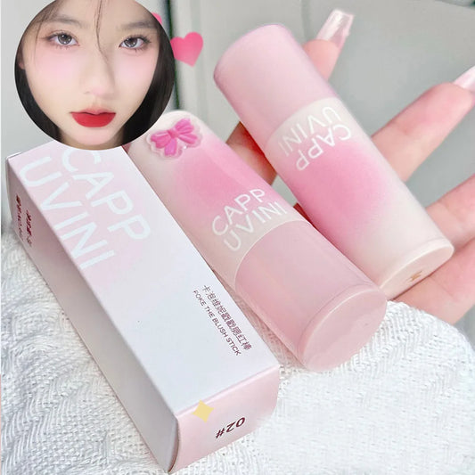 CAPPUVINI Blush Stick Soft Face Brightening Contouring Shadow Blusher Powder Peach Pinkish Cheek Tint Korean Makeup Cosmetics.