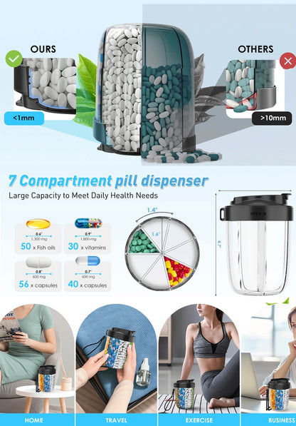 7 Grids Large Capacity Cup Storage Box Vitamin Medicine Fish Oil Portable Travel Medicine Dispenser Sealed Pill Storage Box.