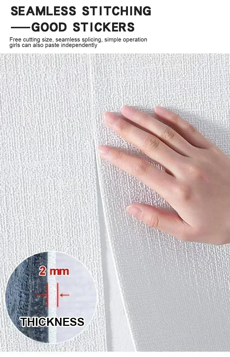 3D Linen Foam Wall Stickers Self-adhesive PVC Thickened Waterproof Background Wall Renovation Wallpaper for Bedroom Living Room