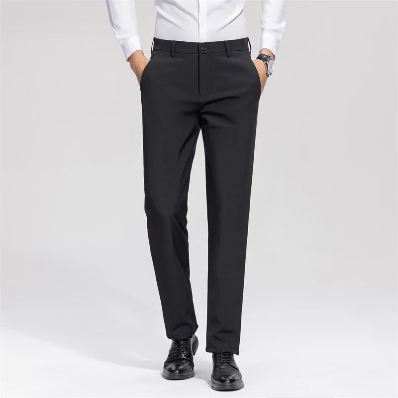 Men's Formal Down Pants 90% White Duck Down Winter Business Trousers Thickened Warm Straight Stretchable Office Pants Man PT-594