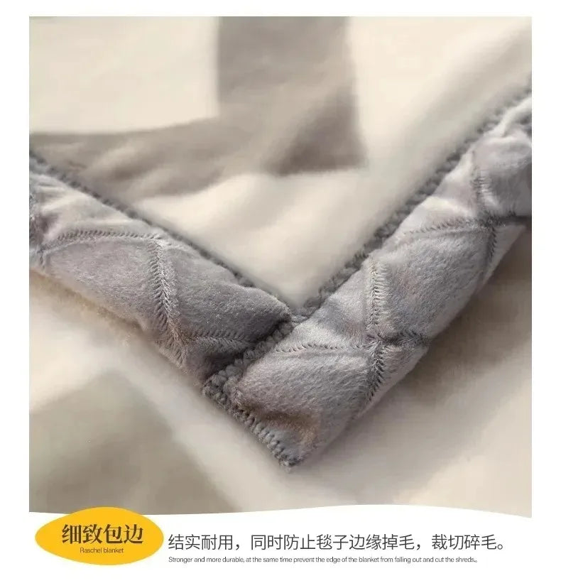 Modern Geometric Cartoon Printed Bedroom Blanket Coral Fleece Dormitory Quilt Thicking Double Layer Multi Purpose Bedding Sheets