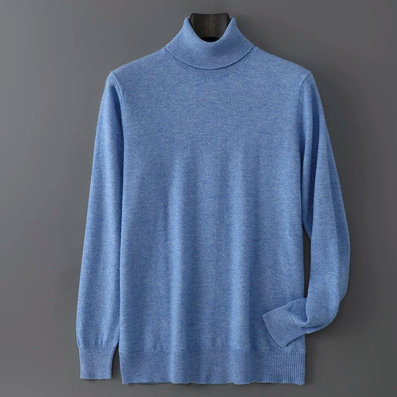 2025 Autumn/Winter High Collar Men's 100% Pure Wool Stylish Youth Loose Knitted Outerwear Flip Collar Casual Base Men's Sweaters