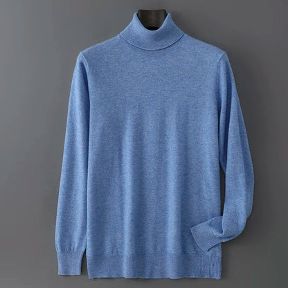 2025 Autumn/Winter High Collar Men's 100% Pure Wool Stylish Youth Loose Knitted Outerwear Flip Collar Casual Base Men's Sweaters