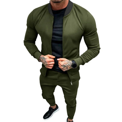 Amazon 2024 European and American men's clothing fitness sports trend outdoor leisure men's zipper suit