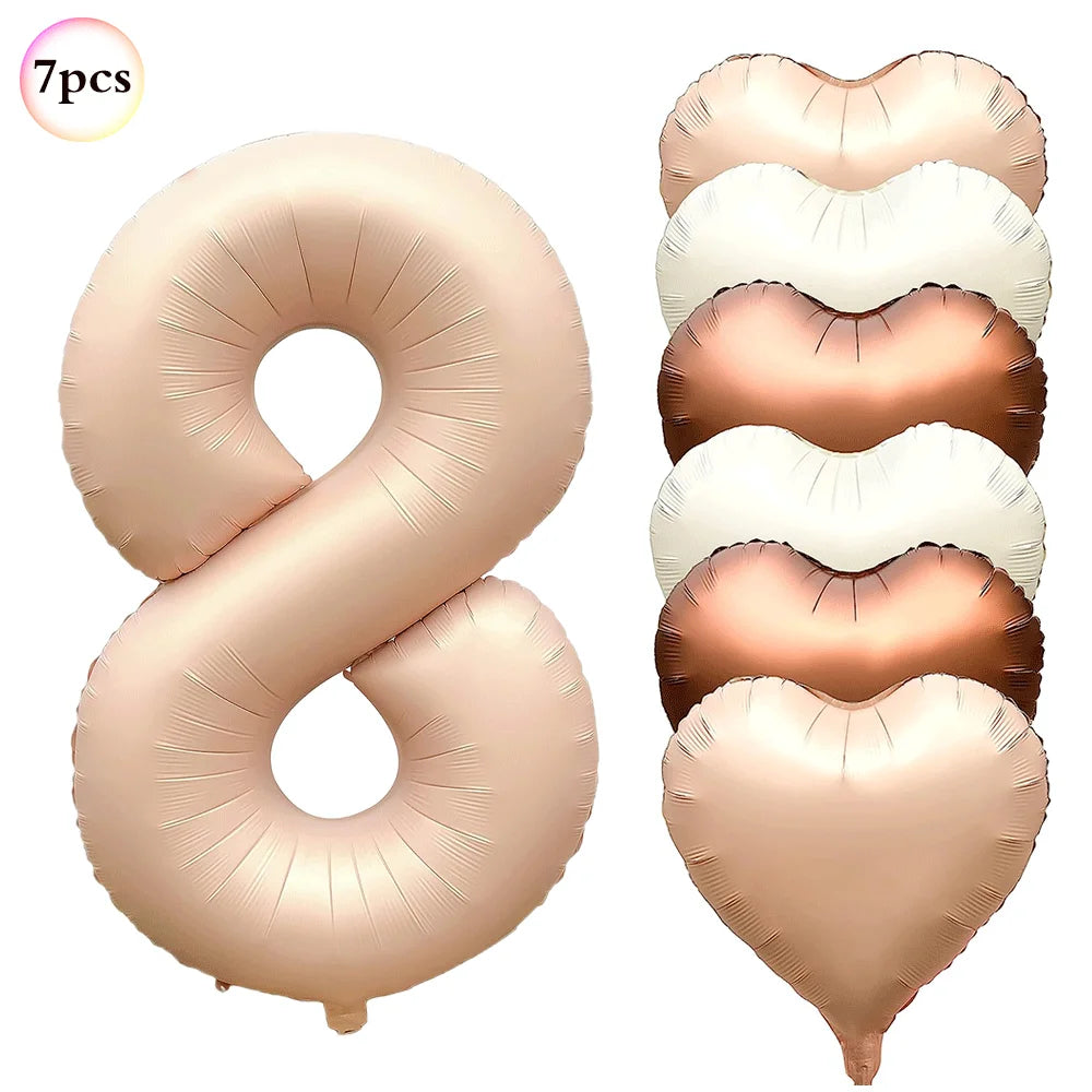 40in Cream Big Number Balloon 18in Three Color Love Foil Helium Balloons Aldult Birthday Set Boys Girls 1st Birthday Decorations