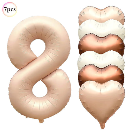 40in Cream Big Number Balloon 18in Three Color Love Foil Helium Balloons Aldult Birthday Set Boys Girls 1st Birthday Decorations