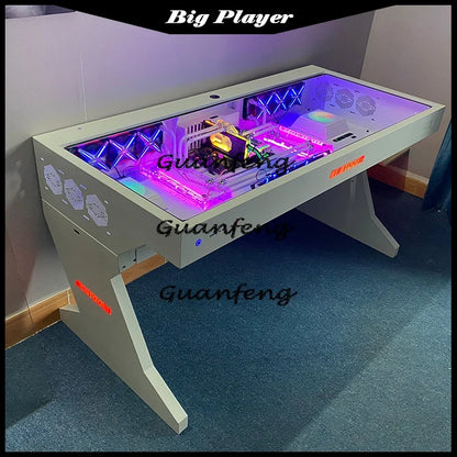 Computergehäuse für große Spieler, All-in-One-Tisch, hochwertiger Desktop, vollständig transparent, großes Gehäuse, cooler wassergekühlter Sci-Fi-Spieltisch