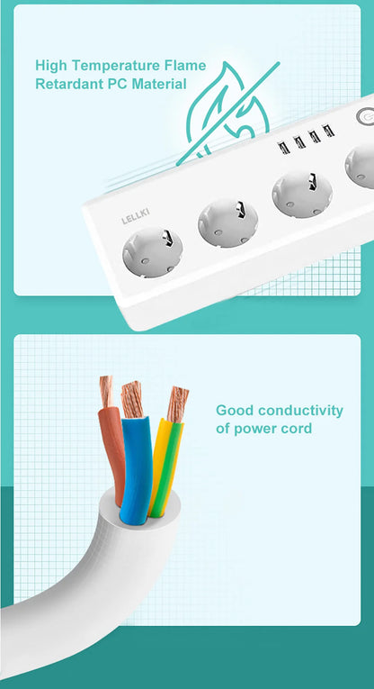 LELLKI Zigbee Power Streifen Tuya Smart Life Schalter Stecker Steckdose Zigbee2mqtt Verlängerungskabel 1,8 Mit Alexa SmartThings.