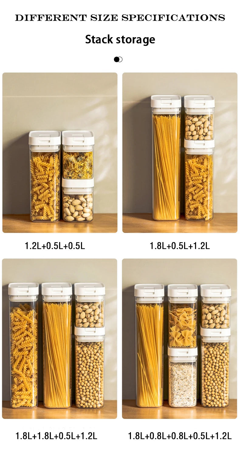 Pasta Storage Box Transparent Plastic Grain Seal Tank Spaghetti Storage Container Moisture-Proof Snack Jar Kitchen Food Tank.