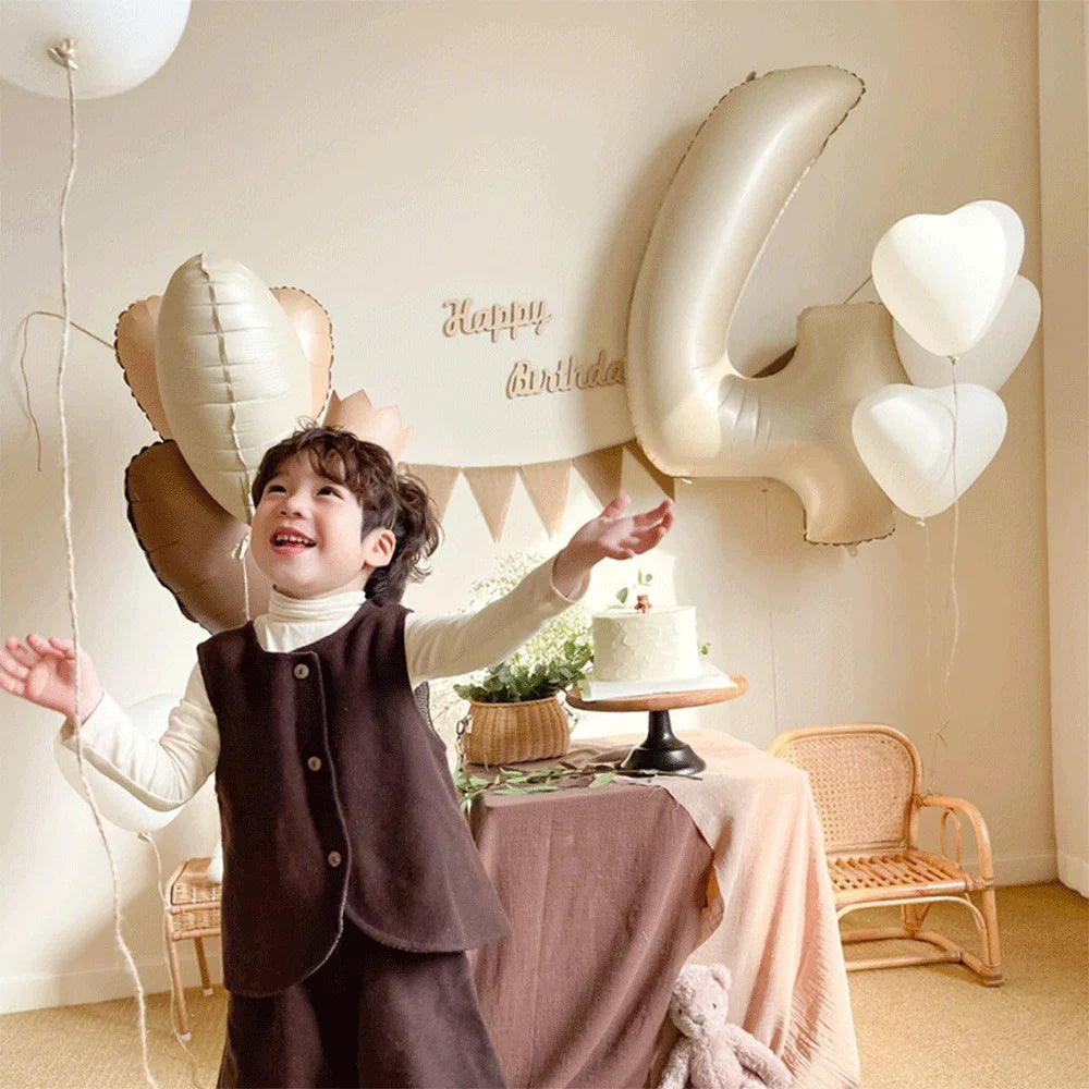 40in Cream Big Number Balloon 18in Three Color Love Foil Helium Balloons Aldult Birthday Set Boys Girls 1st Birthday Decorations