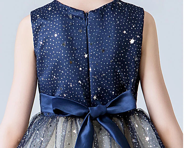 Elegantes Kleid für junge Mädchen Abendkleider Kinder Klavier Leistung lange Kleidung Galaxie Stern 4 bis 10 12 Jahre.