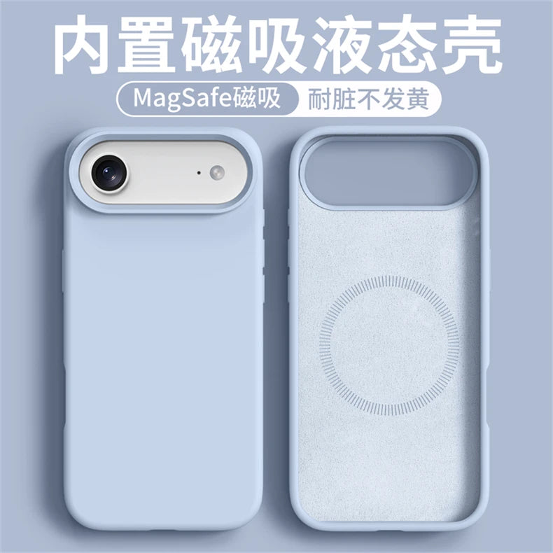 Magnetic Case For iPhone 17 Pro Max 17 Ari MagSafe Luxury Liquid Silicone Comfortable Feel Built in Flocking Protect Cover