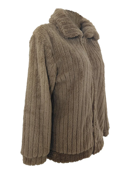 2025, Herbst und Winter, neue Mode, Damenpullover, Mäntel, Übergröße, Fleece-Strickjacke, kurzer Kragen, Tops, Damenbekleidung