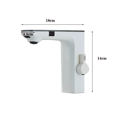 Touchless Sensor Basin Faucet Smart Digital Display Bathroom Sink Faucet Grey Sense Hot Cold Water Mixer Tap Battery Power