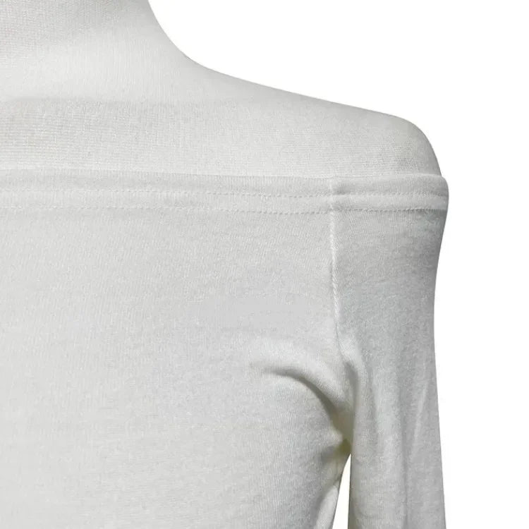 Korean Dongdaemun Fashionable Women's Clothing Off-the-shoulder Sexy Slimming Long Sleeve T-shirt Cropped Top Smooth Silhouette