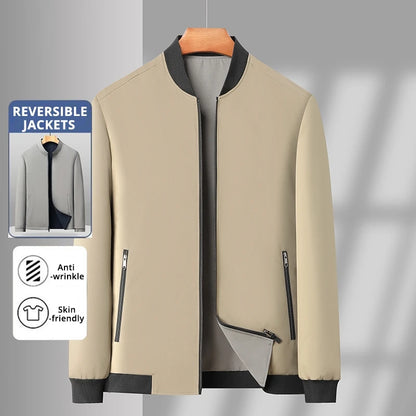 Premium Wrinkle Free Reversible Breathable Baseball Collar Men Blazer Jacket Business Casual Windbreaker Lightweight Coats.