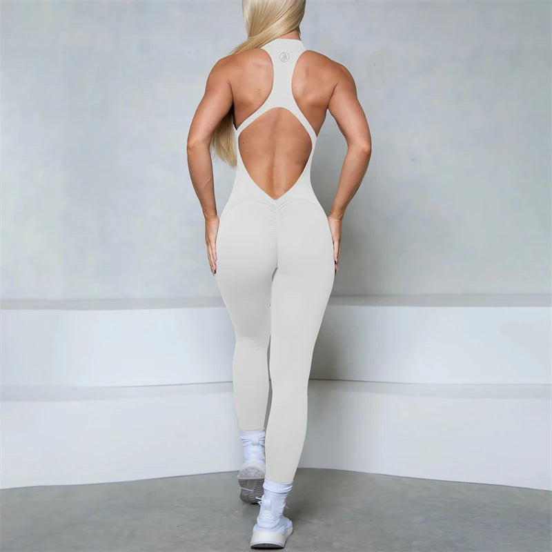 2025 Allure The Brand Zipper Women Tracksuit Yoga Set One Piece Jumpsuit Workout Scrunch Legging Rompers Sport Gym Active Suit.