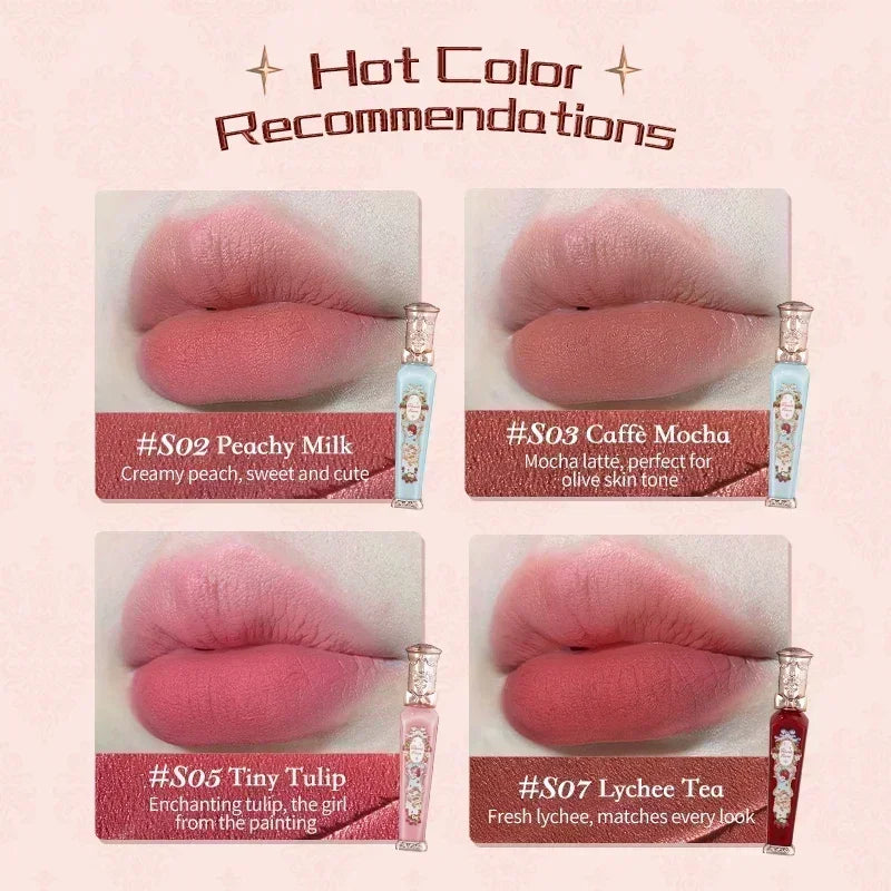 Flower Knows Strawberry Rococo Series Cloud Lip Cream Lip Gloss Long Lasting Velvet Lip Tint Lipstick for Women Cosmetic.