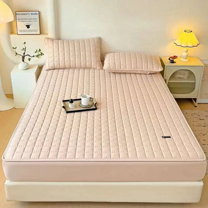 Solstice Waterproof Quilted Mattress Cover - Thickened 매트리스커버 (No Pillowcase), Fits 8-12" Deep Mattress, Home Bed Linen.