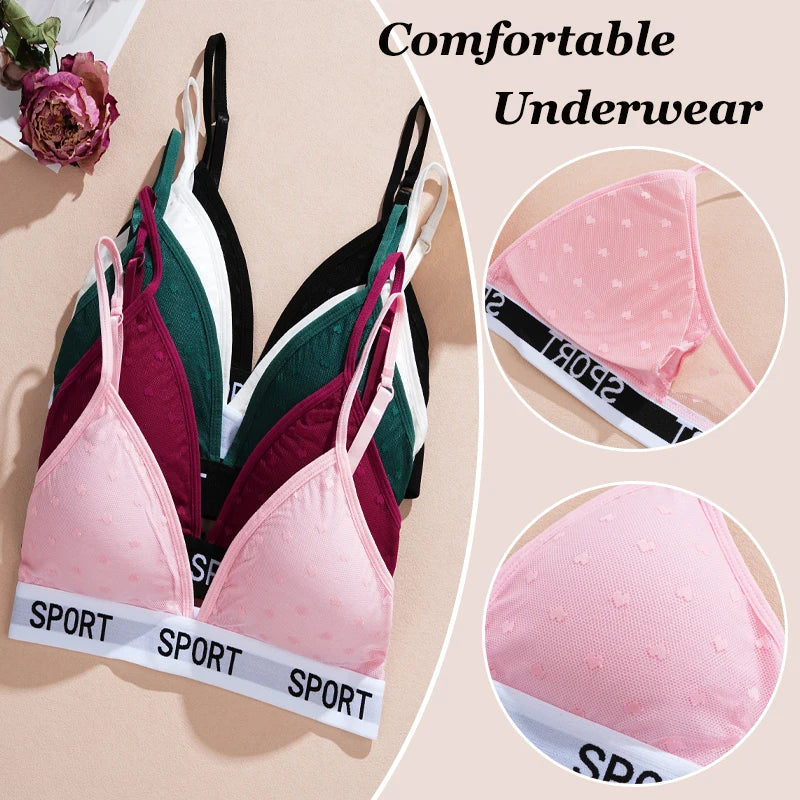 3Pcs/Set Women's Sexy Lace Bras Seamless Letter Deep V Adjusted-Straps Underwear Fashion Cozy Breathable Intimate Lingerie 2025.