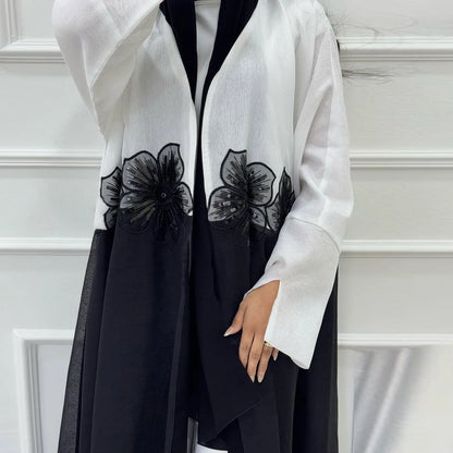Eid Dubai Open Abaya Appliques Kimono Cardigan Women Muslim Dress Turkey Kaftan Kebaya Caftan Marocain Femme Robe Islam Jalabiya.