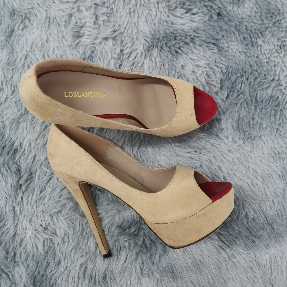 Men's Platform High Heels 14cm Cross-dresser Unisex Drag Queen Sandals Sexy Peep Toe Ankle Strap Stilettos Pumps Party Shoes.