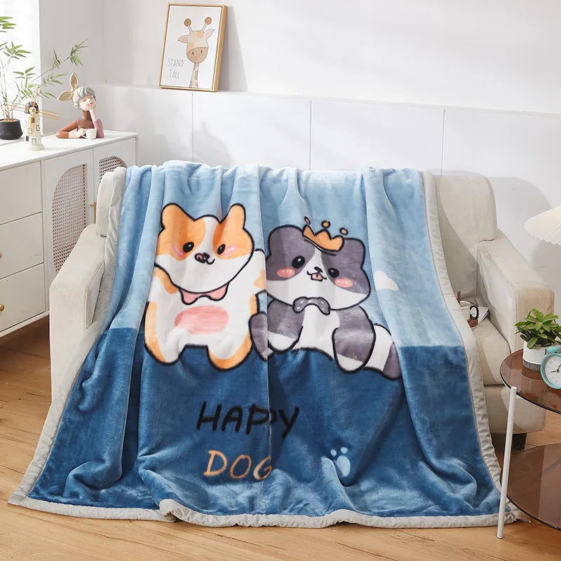 Mink Fleece Blanket King Size 3-Ply Reversible A & B Printed Soft Plush Bed Blanket Heavy Thick Winter Warm Blanket Pink Floral.