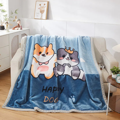 Mink Fleece Blanket King Size 3-Ply Reversible A & B Printed Soft Plush Bed Blanket Heavy Thick Winter Warm Blanket Pink Floral.