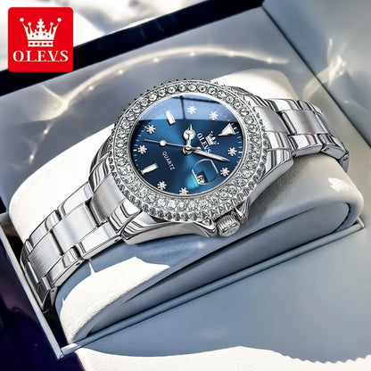 OLEVS 9945 Women Brand Original Quartz Watch Luxury Diamond Automatic Calendar Watch Waterproof Gold Elegant Women Watch Reloj.
