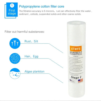 Water Purifier Filter 5 Micron 4 x 10" ppf Filter Sediment Water Filter Cartridge (4 pcs) Aquarium pre-filters