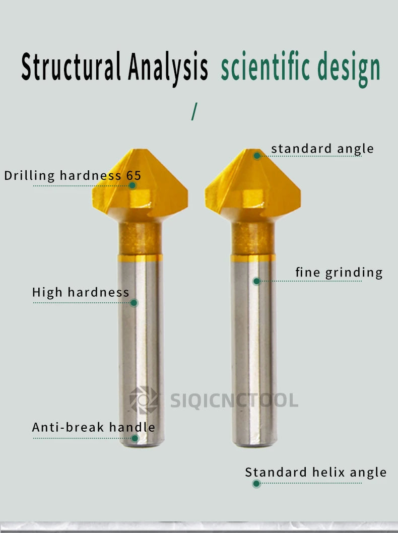 HSS Fasen Anfasen Cutter Schaftfräser Werkzeug Senker Bohrer Set Zu Holz Stell Fasen Cutter Power Tool 3 Flöte 90 grad