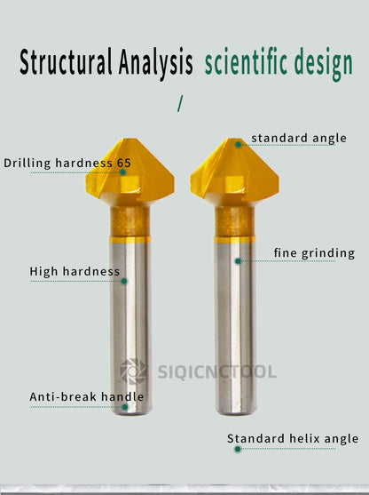 HSS Fasen Anfasen Cutter Schaftfräser Werkzeug Senker Bohrer Set Zu Holz Stell Fasen Cutter Power Tool 3 Flöte 90 grad