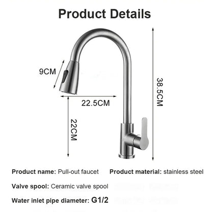 2025New Modern Stainless Steel 360° Rotating Telescopic Faucet Stainles Steel Is More Durable Kitchen Sink Bathroom Basin Faucet