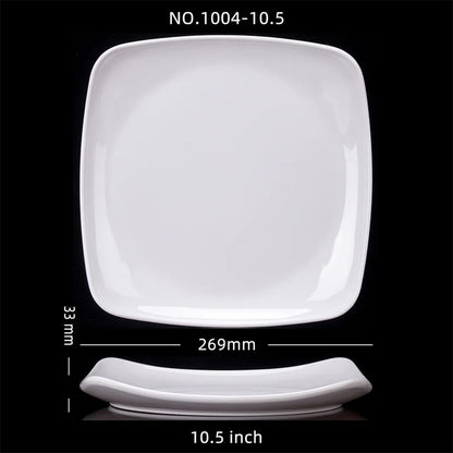 Melamine White Dinner Plate Fast Food Square Dishes School Rice Meal Serving Trays Cheap Hotel Table Decoration and Accessories.
