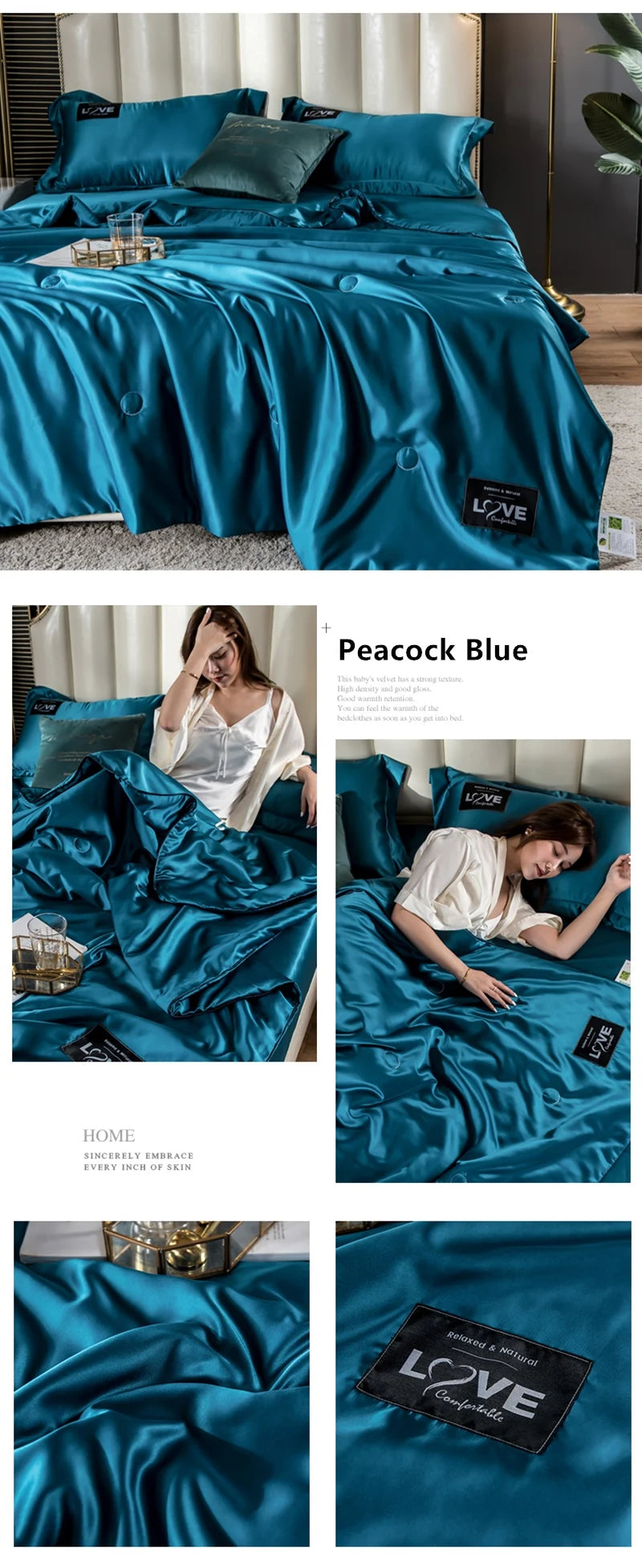 Summer Mulberry Silk Comforter Duvet Insert Luxury Natural Silk Blanket Satin Bedding Quilt Queen Single Double Twin Size Bed.