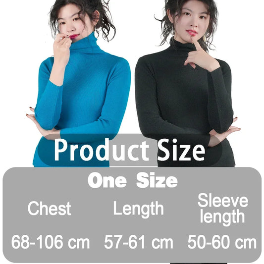 Frauen Pullover Winter Warm Hohe Kragen Strickwaren Langarm Schlank Jumper Frau Thermische Tops Kleidung Pullover Rollkragen Pullover.