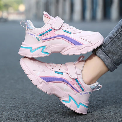 Kids Casual Pink Girls Leather Shoes Fashion For 7-15y Lightweight Running Young Student's Children Sports Girl's Shoe NBGAGA.