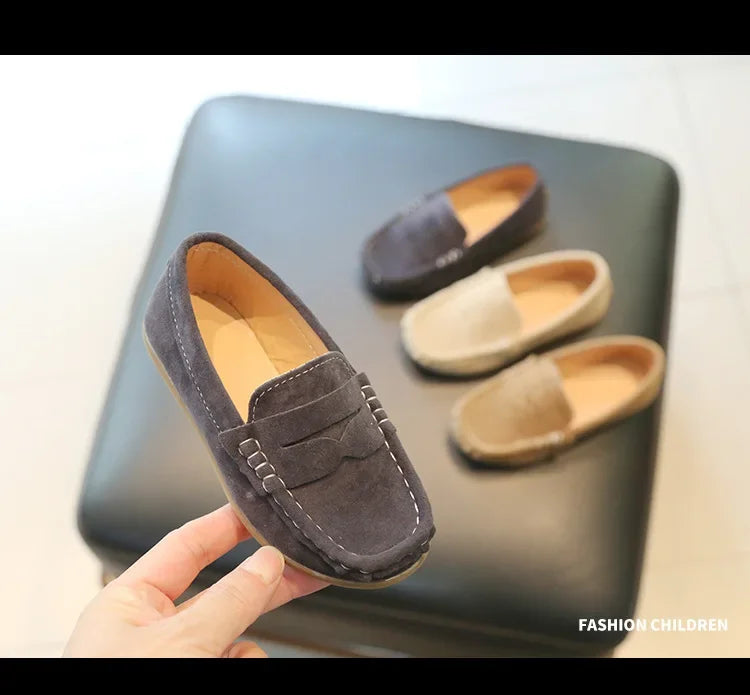 Boy Leather Shoe Fashion Solid Color Versatile Kids School Causal Single Shoes Breathable Non-slip Children Slip-on Flat Loafers.