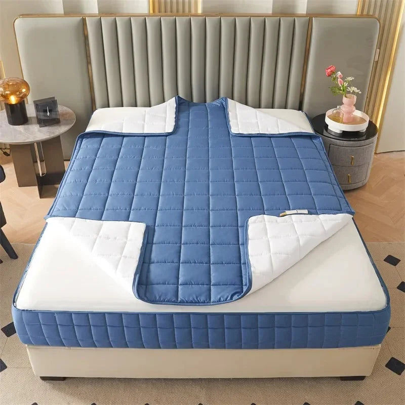 Breathable Quilted Mattress Protector with Soybean Fiber Padding Hypoallergenic Skin-Friendly Cover Machine Washable 720° Cover