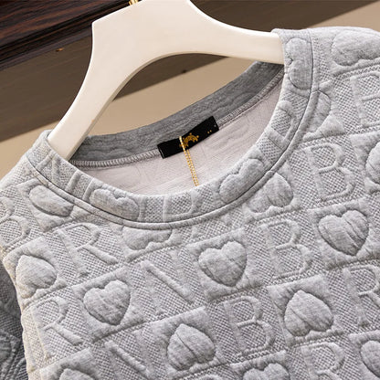 150Kg Plus Größe frauen Fehlschlag 157 Frühling Herbst Neue Liebe Drucken Lose Schlanke Sweatshirt Schwarz Grau Haut 6XL 7XL 8XL 9XL 10XL.