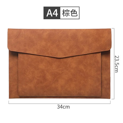 A4 Leather Document Bag, Large Capacity Business Briefcase, Waterproof Office Folder, Can Hold Laptop and Stationery.