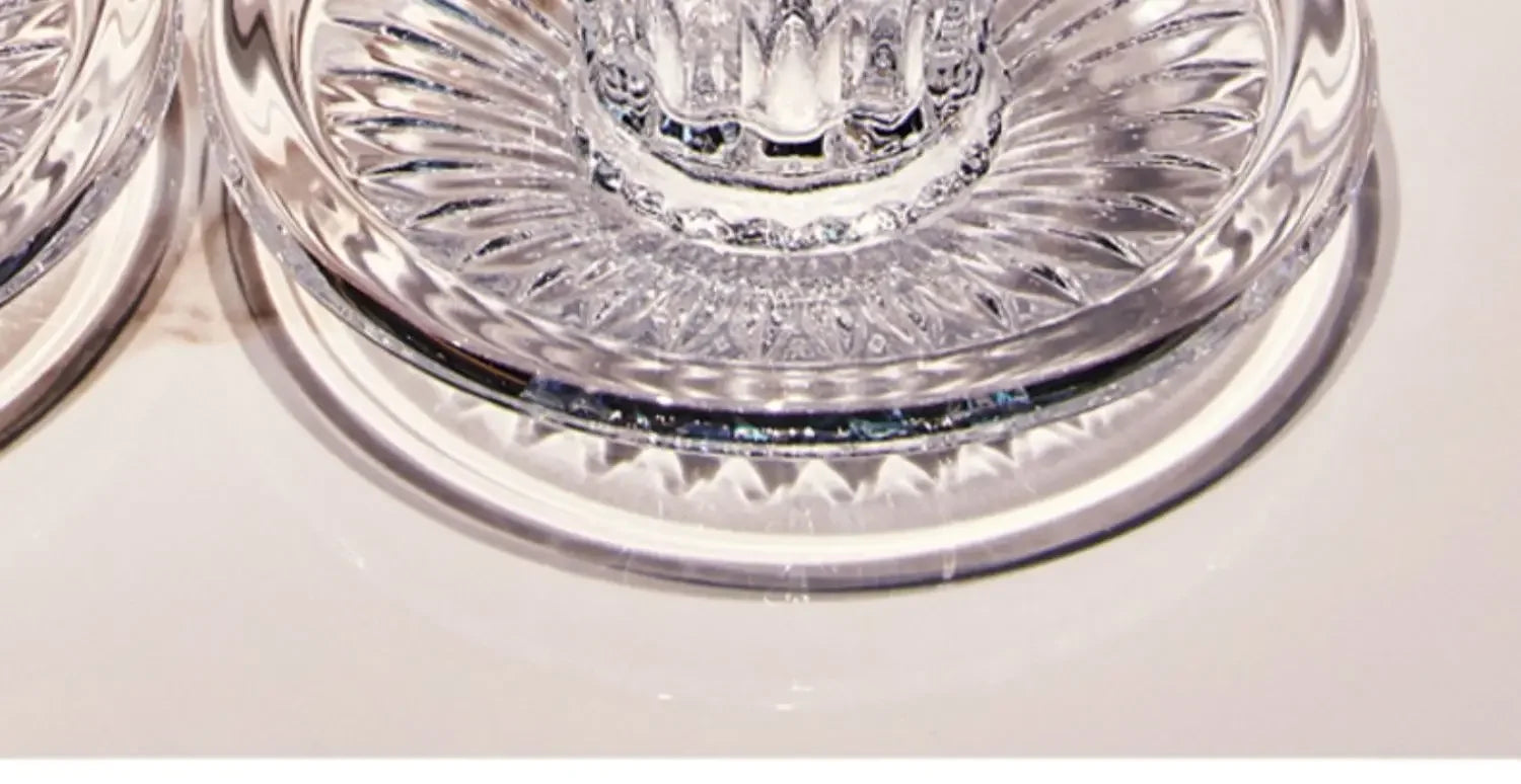 Crystal Glass Cappuccino Hot Drink Coffee Cup Simplicity Household Creative Transparent Flower Tea Hot Drink Cup and Saucer Set.