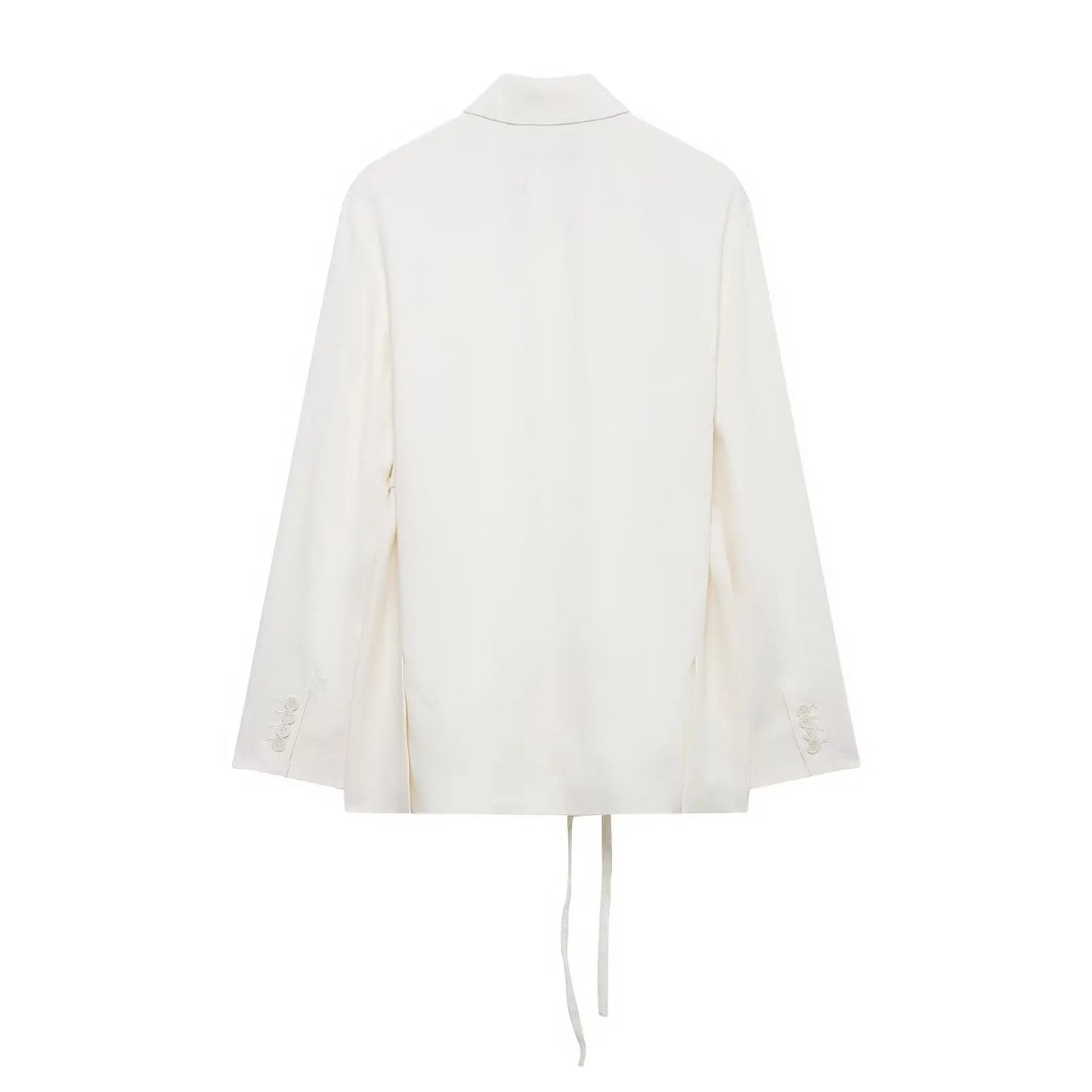 HH Women's Suits White Turn-Down Collar Long Sleeves Lace-Up Blazers+High Waist Zipper Long Pants Female Spring Fashion Sets.