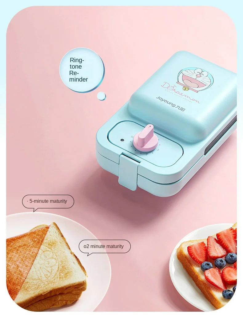 Cartoon Sandwich Machine Home Breakfast Waffle Maker Bread Machine Line Jiuyang Theme  Yellow Blue Timing Fried Eggs.