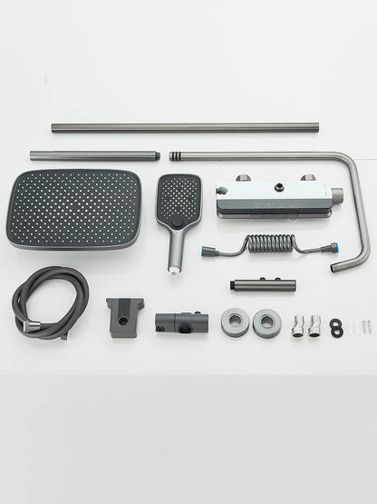 Intelligent Digital Display Luxury Shower Set Bathroom Wall Mounted Piano Key 4 Ways Water Outlet Rainlfall Shower Faucet System