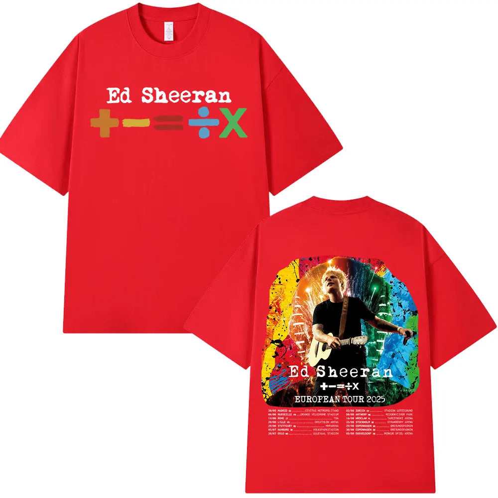 Ed Sheeran European Tour 2025 T Shirts Men Women Clothing Summer Cotton Casual Short Sleeve T-shirt Fashion Oversized Tee Shirt.