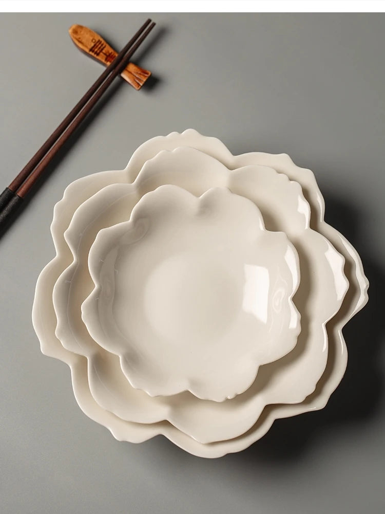 color petal household ceramic dish hotel restaurant tableware.