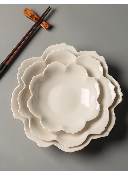 color petal household ceramic dish hotel restaurant tableware.