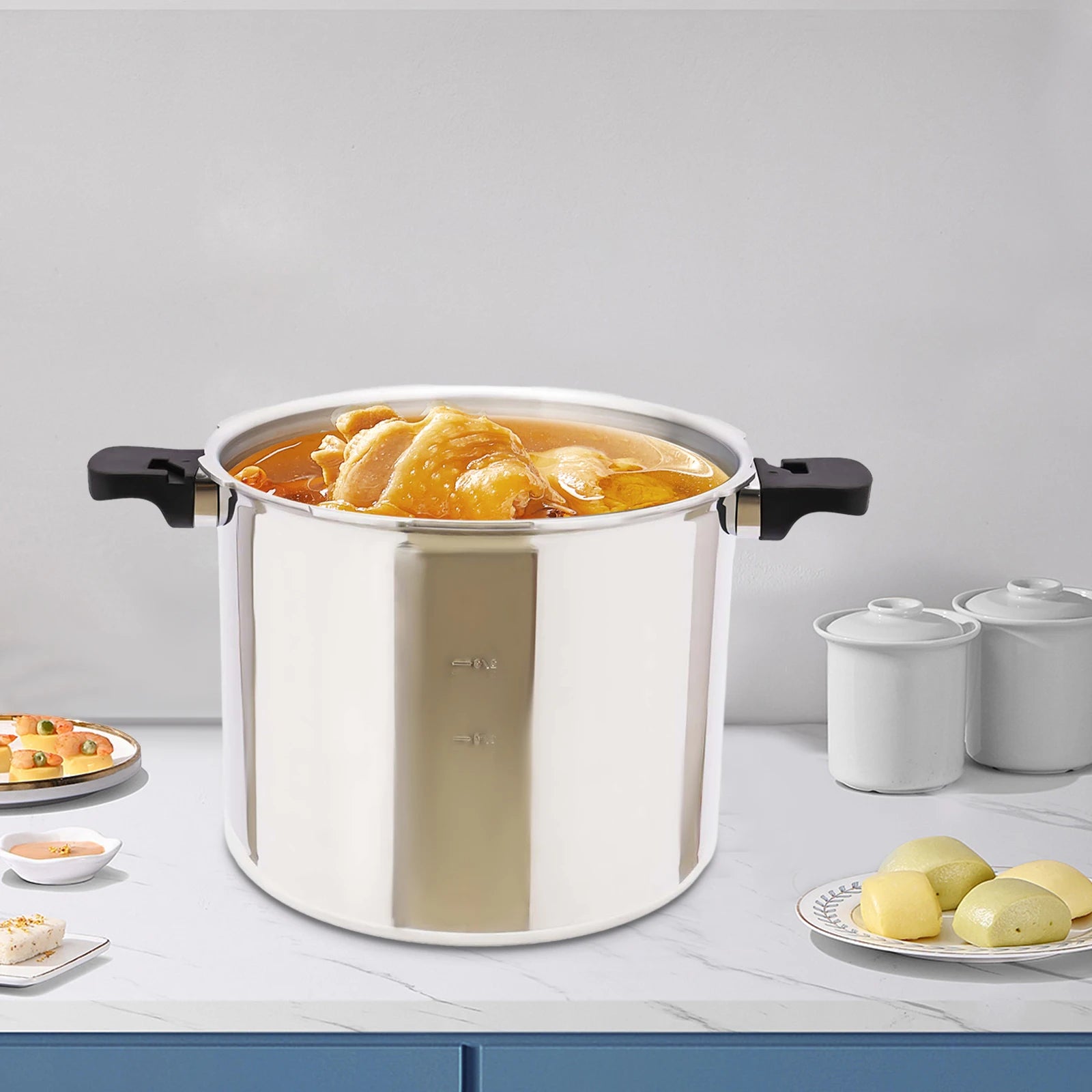 22L Aluminium Alloy Pressure Canner 90Kpa Thickened Explosion-proof Pressure Cooker Pot with Pressure Gauge and Safety Valve.